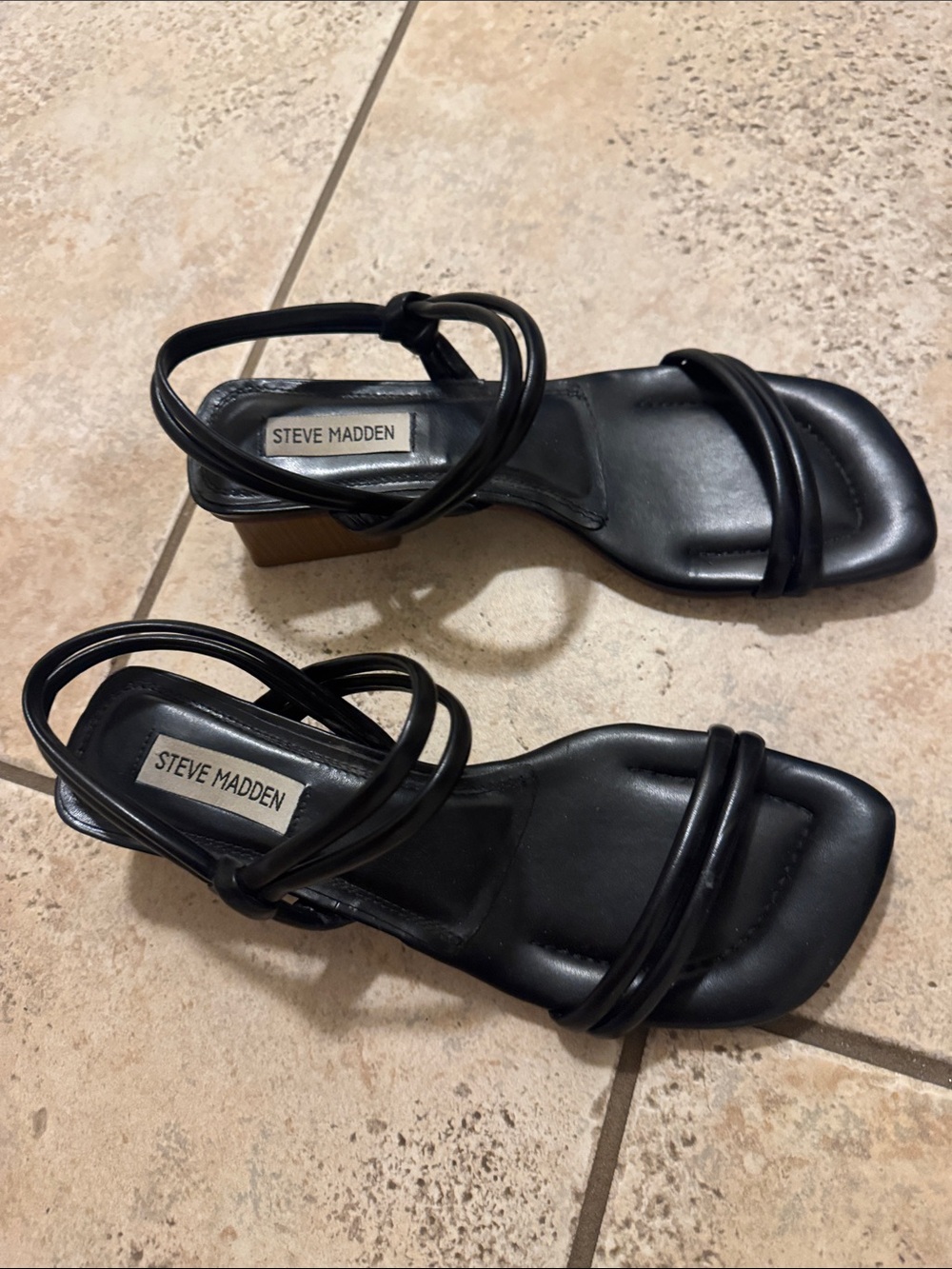 Steve Madden Black Strappy Block Heel Sandals